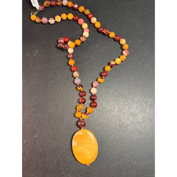 NEW Mookaite knotted pendant necklace with sterling silver clasp - Picture 8 of 13